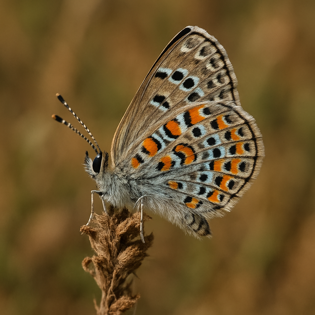 diamond opal (chrysoritis trimeni) in Fynbos vegetation, a type of shrubland or heathland vegetation located in the Western Cape of South Africa.