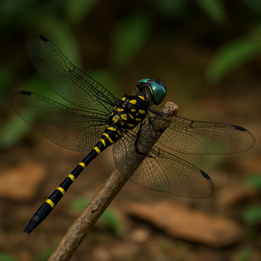 fruhstorfer’s junglewatcher (hylaeothemis fruhstorferi) in Tropical forests near freshwater bodies.