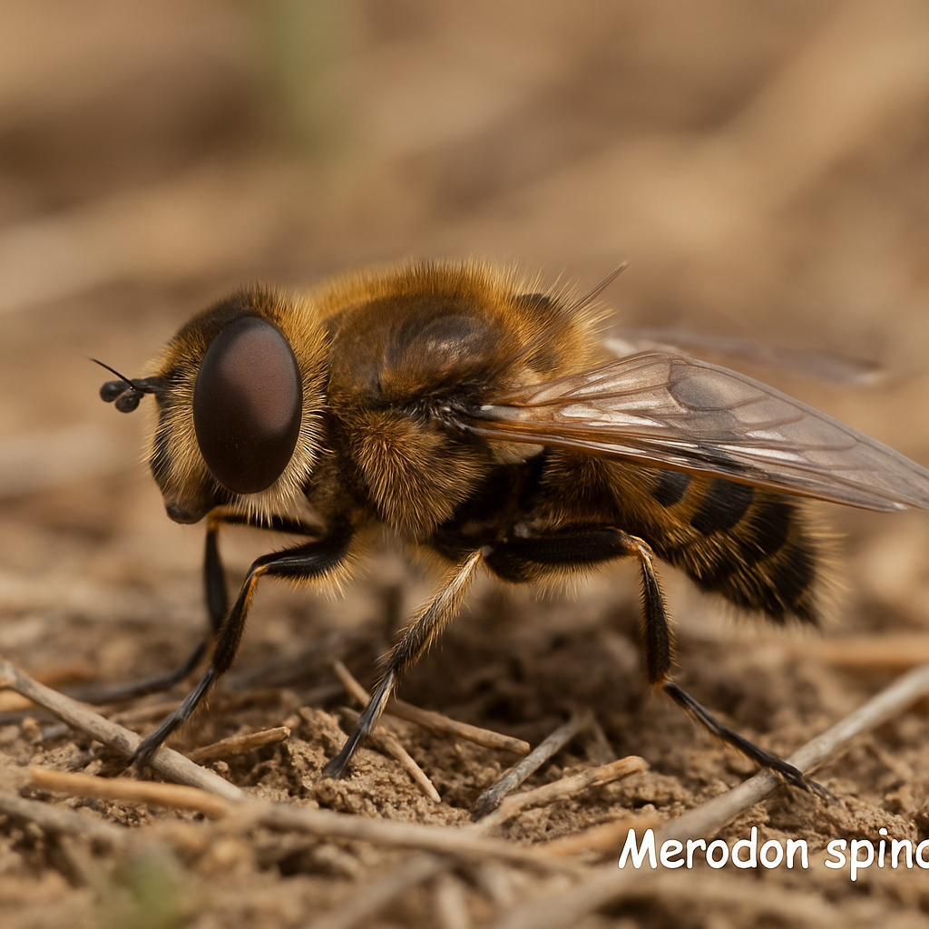 merodon spineus (merodon spineus) in Merodon spineus inhabits open grasslands and meadows with abundant wildflowers.
