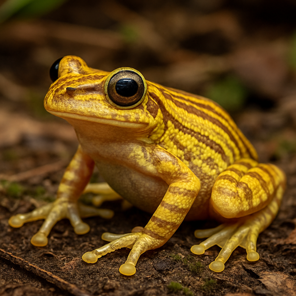 hispaniolan yellow treefrog (osteopilus pulchrilineatus) in These frogs inhabit dense tropical rainforests with high humidity levels and abundant vegetation.